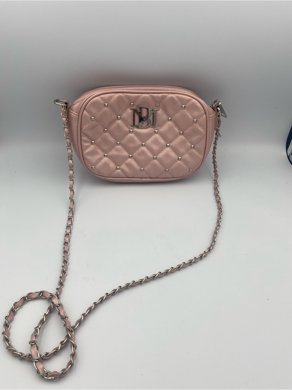 Badgley Mischka Quilted Studded Crossbody - Light Pink